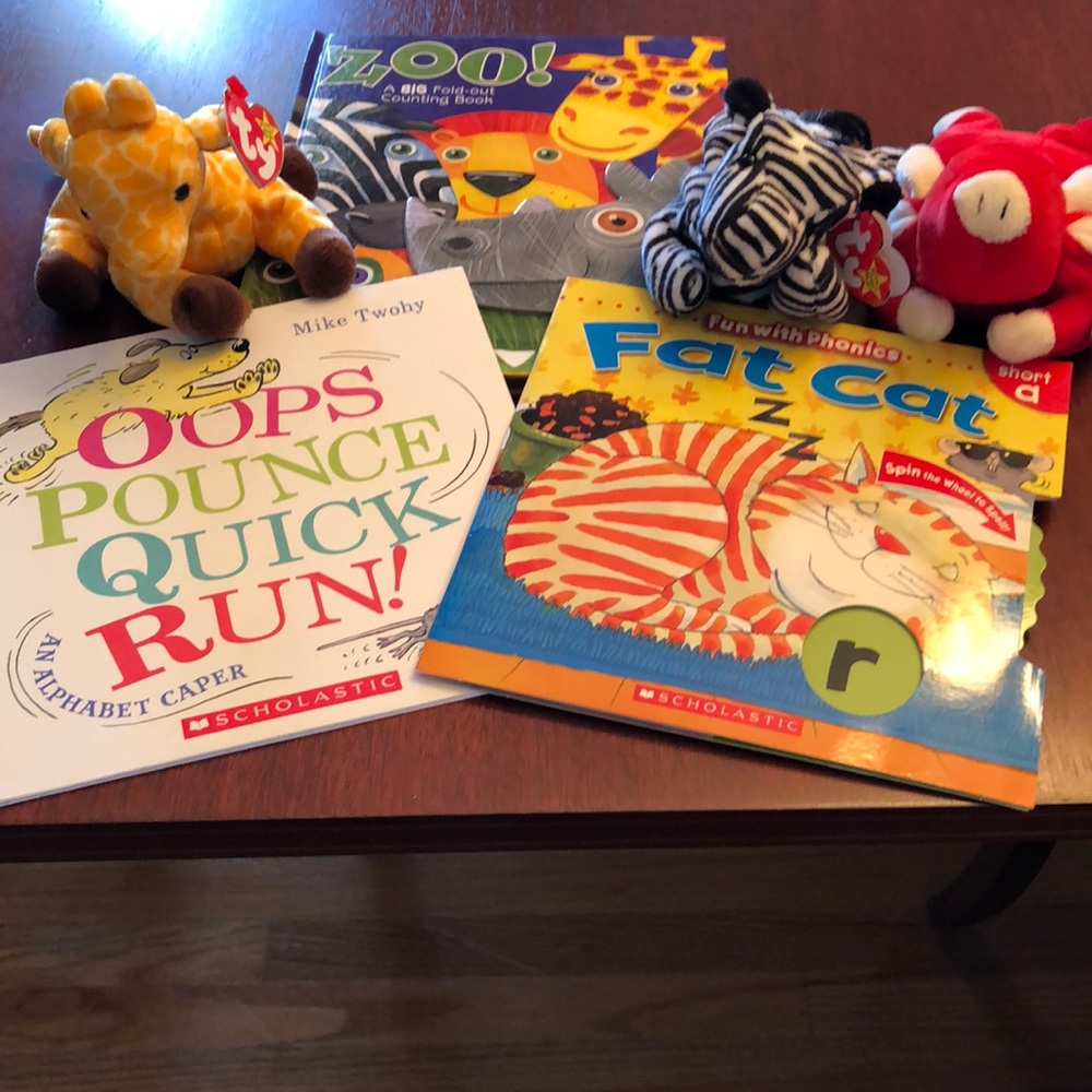 Three Children’s Books and three Beanie Babies